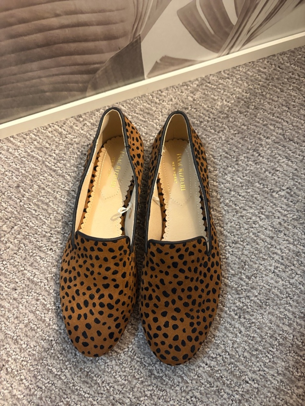 Leopard Print Suede Loafers - Women's Brown Slip-On Flats